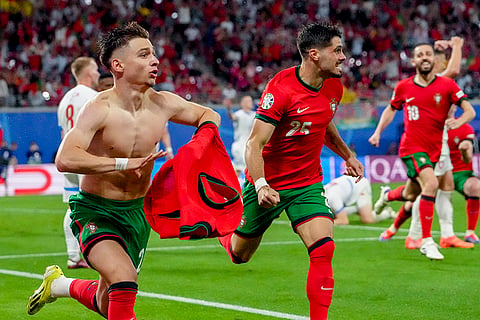 Francisco Conceicao celebrates Portugal's second goal